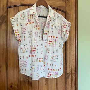 Vintage fruit jam print button down shirt